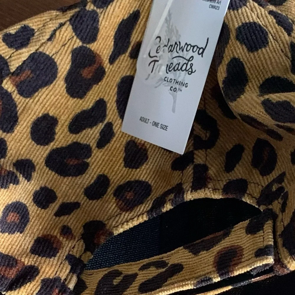 Cedarwood Threads Corduroy Leopard Print Ball Cap NWT